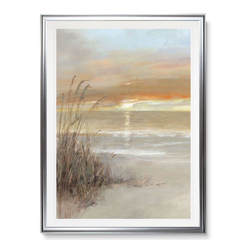 « malibu coucher de soleil », H 45 po x l 30 po x P 1,5 po, Cadre argenté