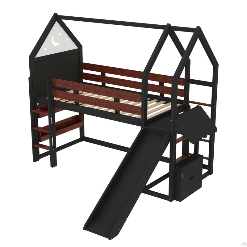 Ebern Designs Twin Size Loft Bed With Bookshelf - Wayfair Canada