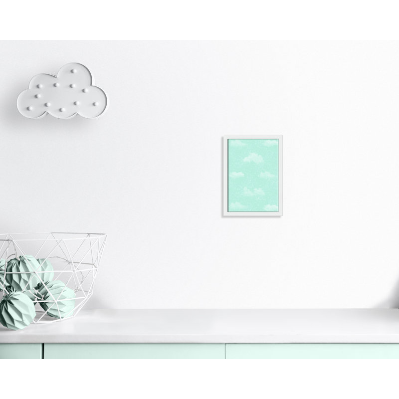 Unique Sparkle Clouds Art, 15" H x 11" W x 1.1875" D, White Box Framed