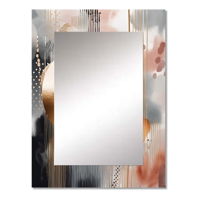 Soft Colors Shapes And Lines Marble I - Marble Wall Mirror, Pink Decorative Mirror, Printed Metal Art