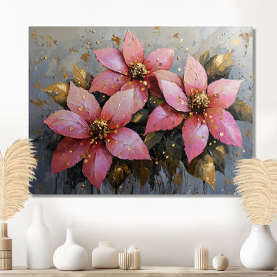 Hiver rose couronne de poinsettias - Poinsettias, impression sur métal