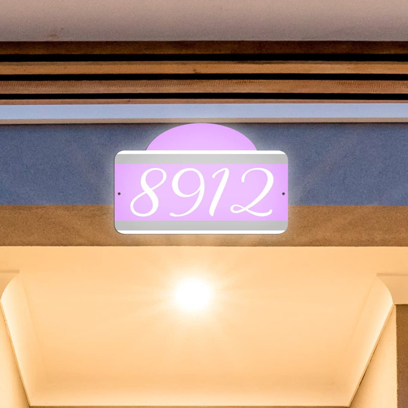 Plaque d'adresse murale sur 1 ligne, Mauve, Oui