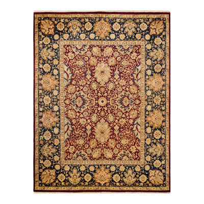 Tapis unique rouge / bleu / jaune noué à la main 7 pi 10 po x 10 pi 6 po Keenan