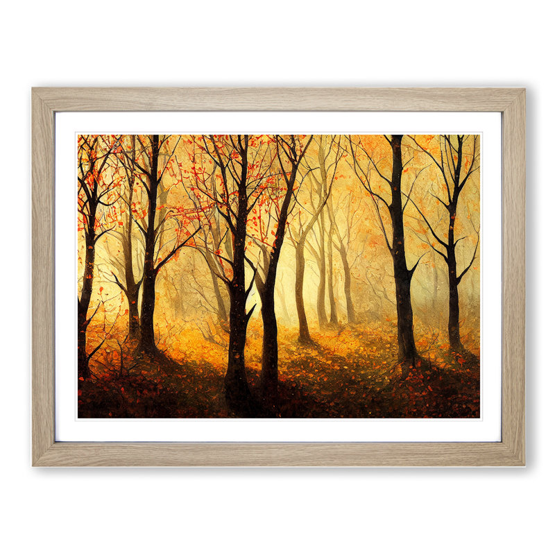 Captivating Autumn Forest - Framed Print, 34cm H x 46cm W x 2cm D, Oak