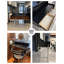 Coiffeuse rétro en noyer noir avec tablettes de rangement multi-niveaux