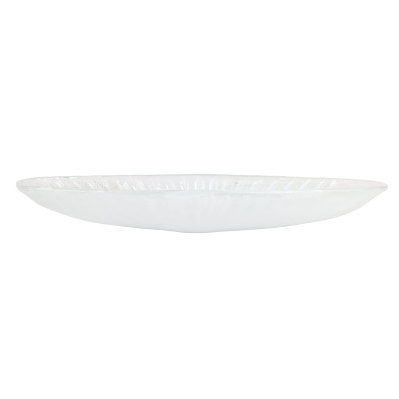 Long bol ovale en verre Onda, Blanc