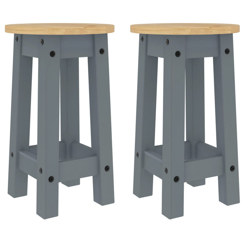 Abiramy Solid Wood Counter Stool, Gray