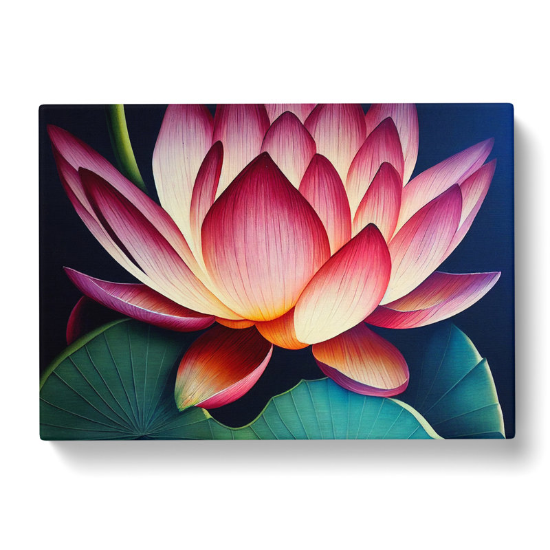 Artsy Lotus Flower - Wrapped Canvas Print, 35cm H x 50cm W x 3cm D