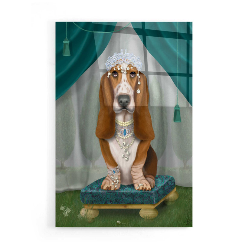 Basset hound et diadème par Fab Funky - impression non encadrée, H 24 po x l 16 po x P 0,2 po