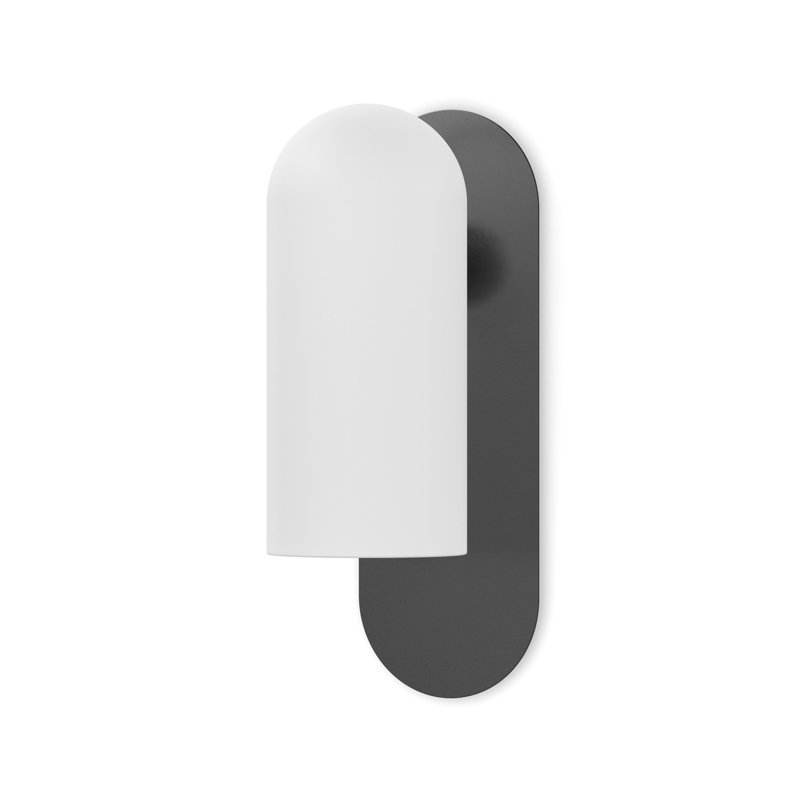 Odyssey Solid Brass Armed Sconce, Black Gunmetal, 12" H x 4.25" W x 5.5" D, Opal White