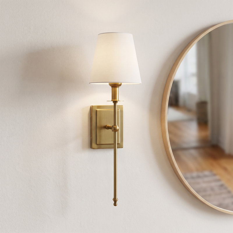 1-Light Iron Hardwired Wallchiere, Brushed Gold