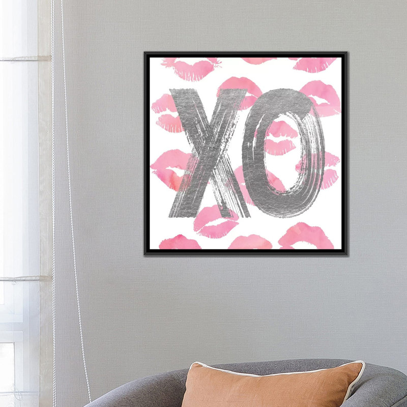 « love ox rose, square », impression sur toile tendue, H 18 po x l 18 po x P 1,5 po, Toile avec cadre noir, Pas de tapis