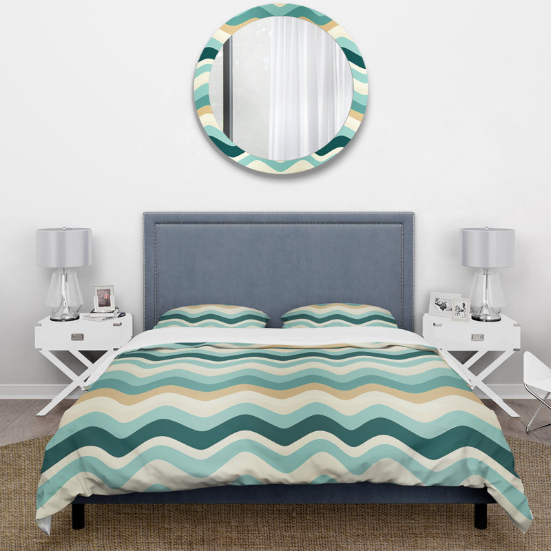 Ensemble de housse de couette Green Serene Seashore, Housse de couette pour très grand lit et 2 très