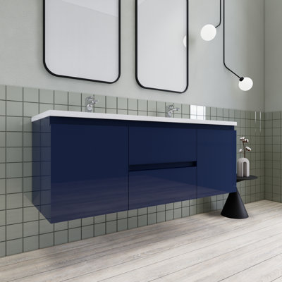 Meuble-lavabo double 60 po Alcester Ivy Bronx