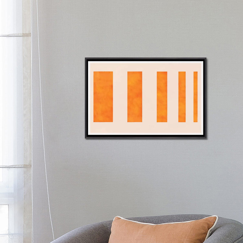 " Orange Levies ", Distressed Black Framed Canvas, 18" H x 26" W x 1.5" D