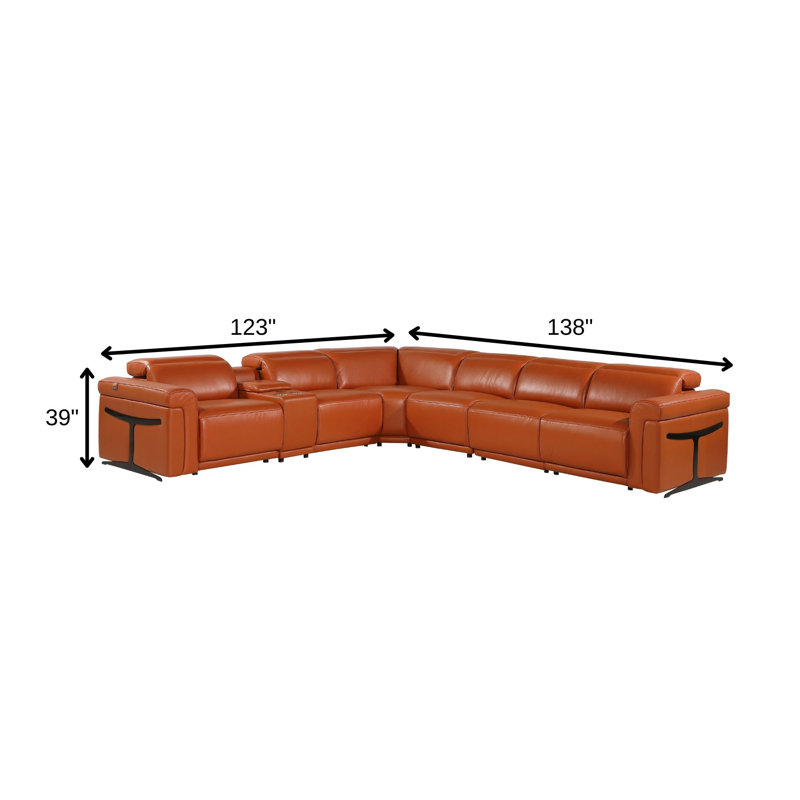 Canapé modulaire en L sept pièces Camel