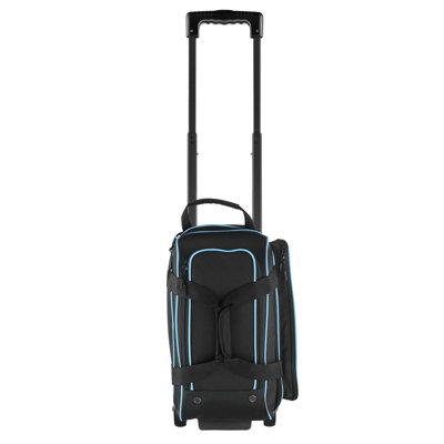 Sac de jeu de boules de bowling, sac de bowling double à roulettes à 2 balles avec roulettes, comprenant un compartiment séparé pour les chaussures (jusqu'à la taille US 16) et une poche pour accessoires surdimensionnée, la poignée rétractable s'étend jusqu'à 41,32 po