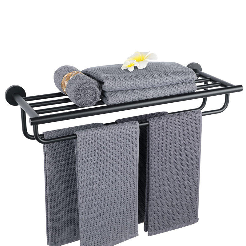 2 Wall Towel Rack, Black
