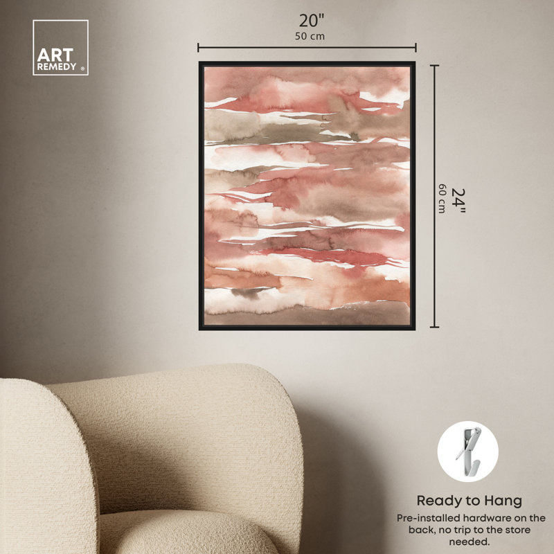 Art Remedy Tone Tinted Poudres encadré abstrait Boho 57199, H 25 po x l 21 po, Cadre noir