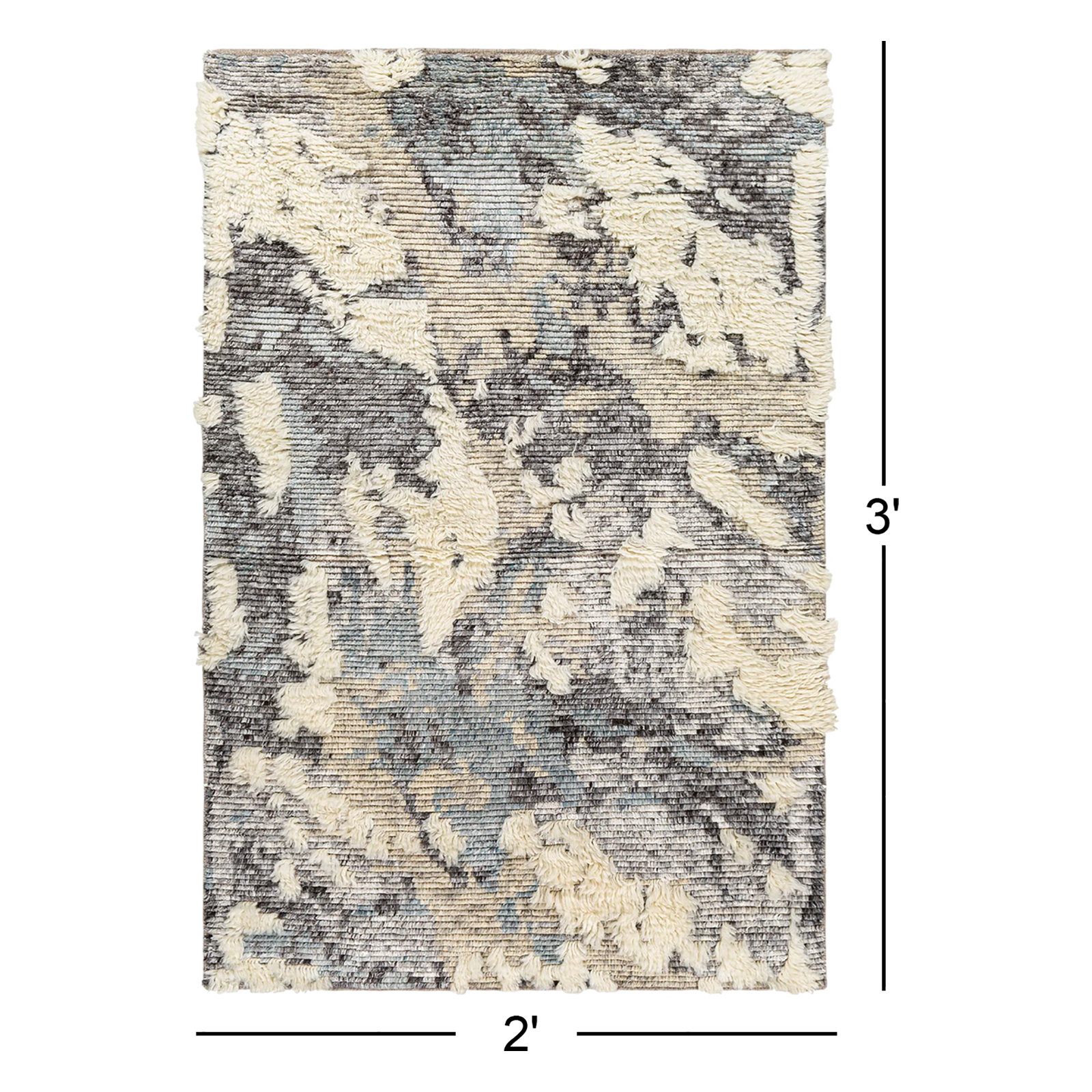 Arcus Cream Hand-Knotted Abstract Rug, Rectangle 2' x 3'