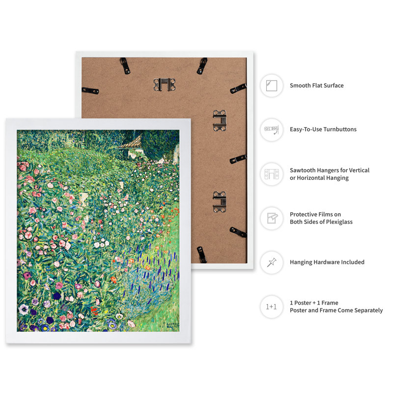 Gustav Klimt - Jardin italien n ° 1, H 12 po x l 16 po, Affiche, Encadrement blanc