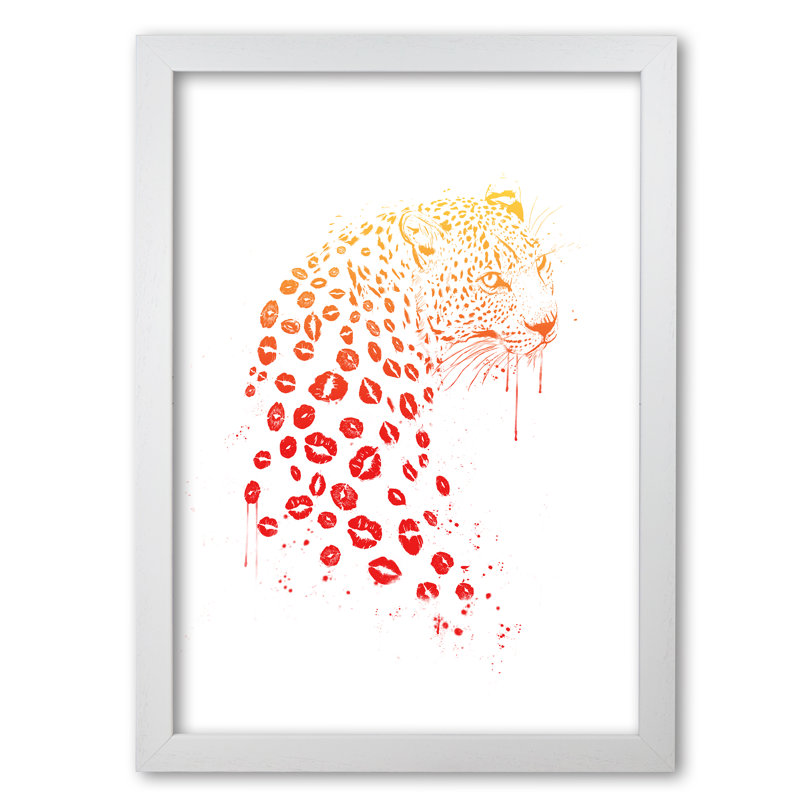 Kiss Me Leopard by Mercedes Lopes Charro - Print, White Grain, 29.7 cm H x 21 cm W x 5 cm D