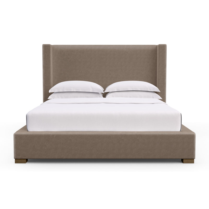 Roxborough Upholstered Wingback Bed, Full, Vintage Leather Pumice, Weathered