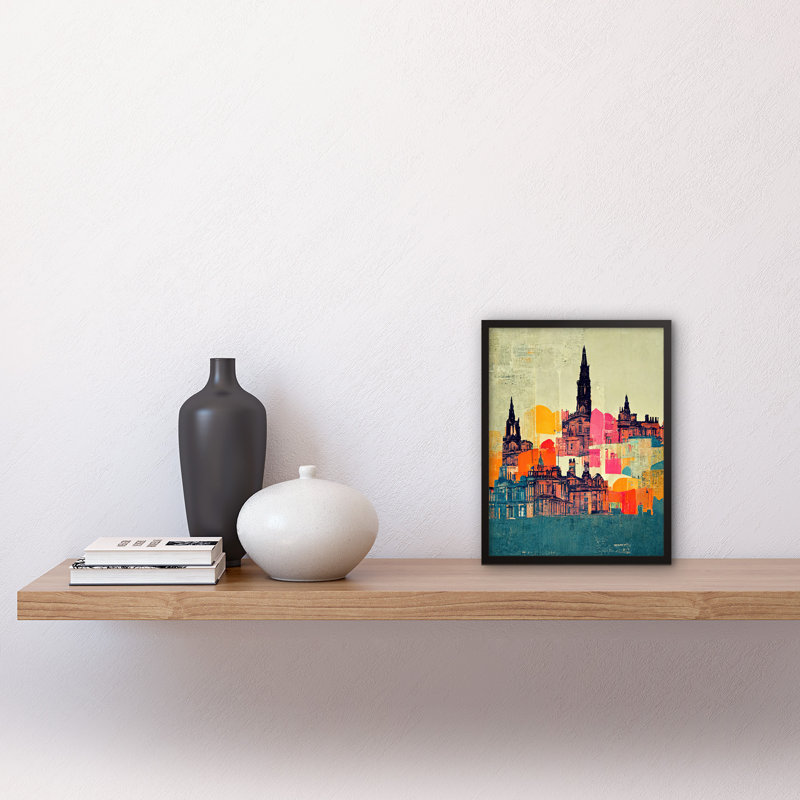 Boho Cityscape Skyline - Single Picture Frame Print, 25.9cm H x 20.6cm W x 1.5cm D