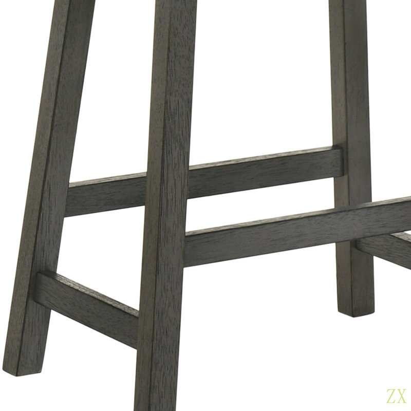 Set Of 2 Rustic Counter Stools, 25-Inch Backless Wooden Farmhouse Barstools With Faux Leather Seat, Distressed Finish, Space-Saving Design