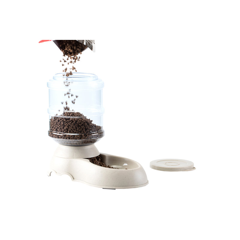 Beige Automatic Self Dispensing Gravity Pet Feeder and Waterer