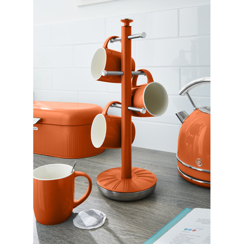 Retro Steel Mug Tree, Orange