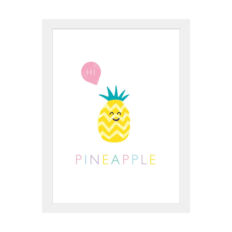 Ananas - reproduction d'impression, Blanc, H 24 po x l 16 po x P 1 po, Papier encadré blanc