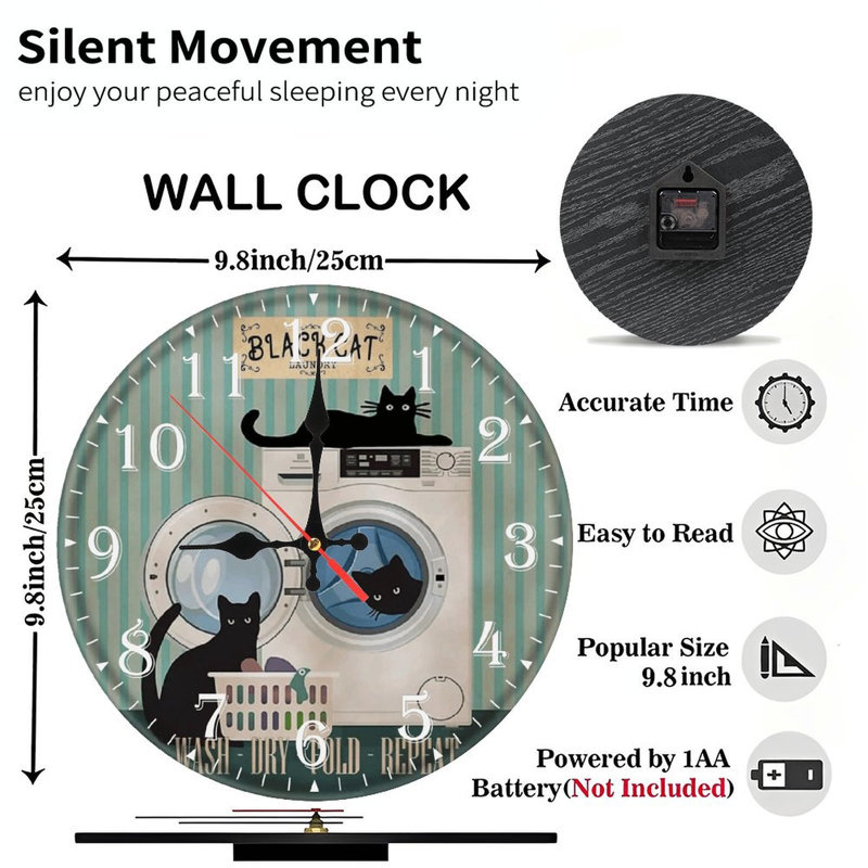 Horloge murale en bois 10 po, mouvement silencieux, à piles (piles AA non incluses), décor artistique, parfait pour les décorations