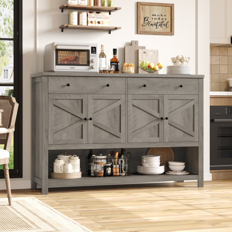 55.1" Upgraded Console Table, Entryway Table with Open Shelf, gray