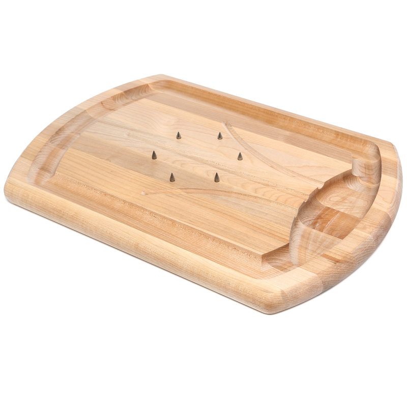 J.K. Adams Traditional Maple Wood Carving Board with spikes, Spiked Board