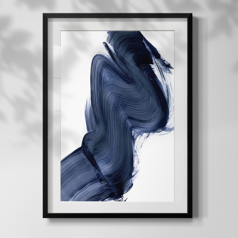 «Drifting Sea II», reproduction encadrée, Papier avec cadre noir, Blanc