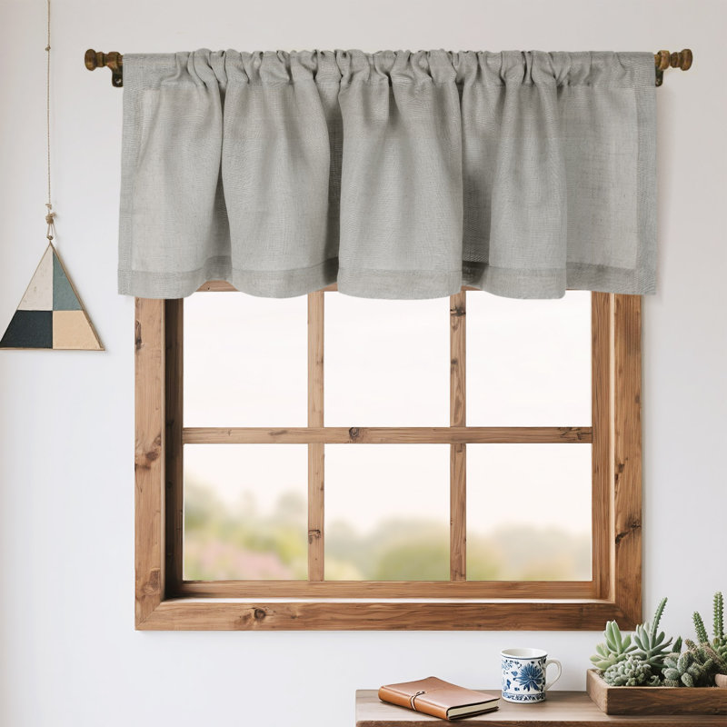 Cantonnière semi-diaphane avec passe-tringle, Gris