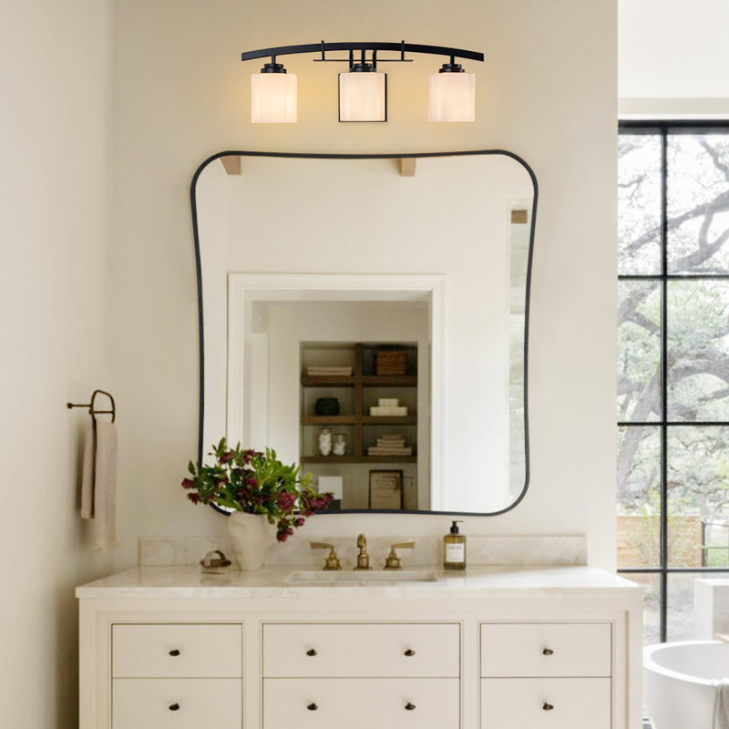 3 - Light Dimmable Fluted Opal Glass Vanity Light