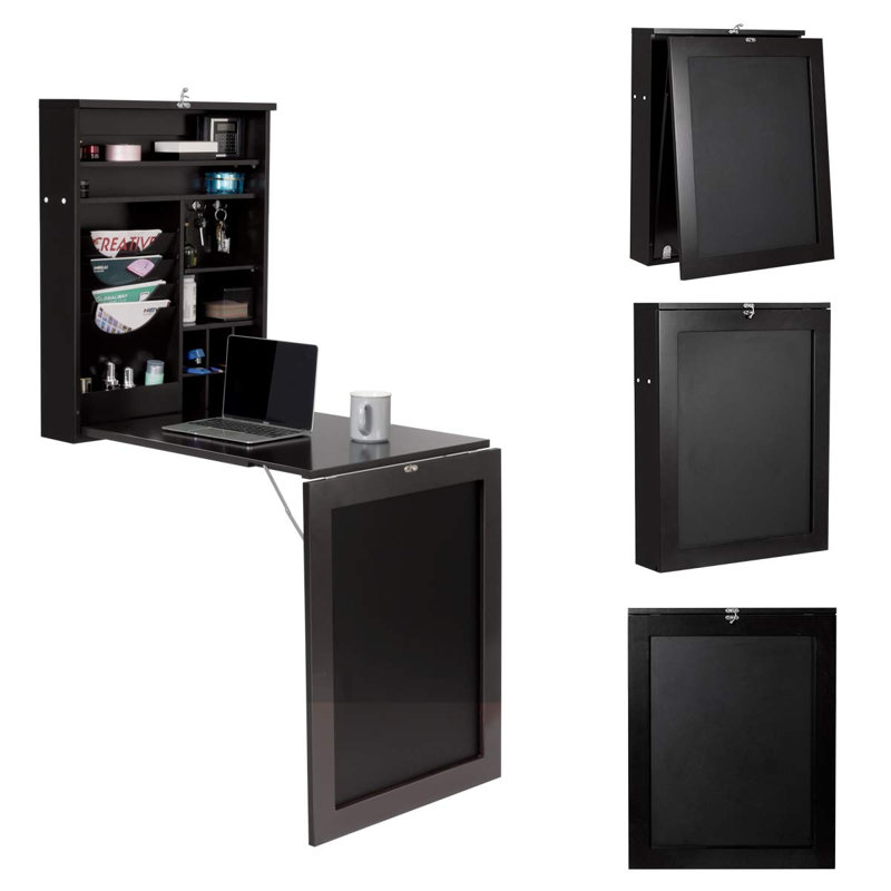 Bureau convertible mural Latitude Run Space Saver, Noir