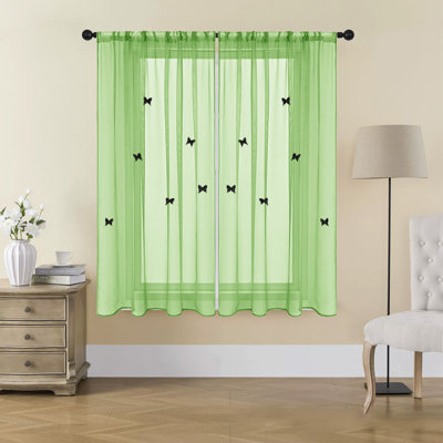 Kbndieu Solid Color Sheer Curtains with Double-layered Stereoscopic Butterflys Brooch Accessories Suitable for Home Holiday Parties Or Everyday Decoration