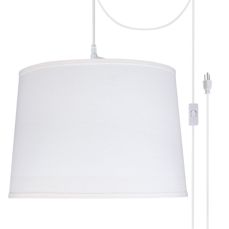 Luminaire suspendu tambour 2 lumières unique Bayview, Blanc, H 12 po x l 17 po x P 15 po