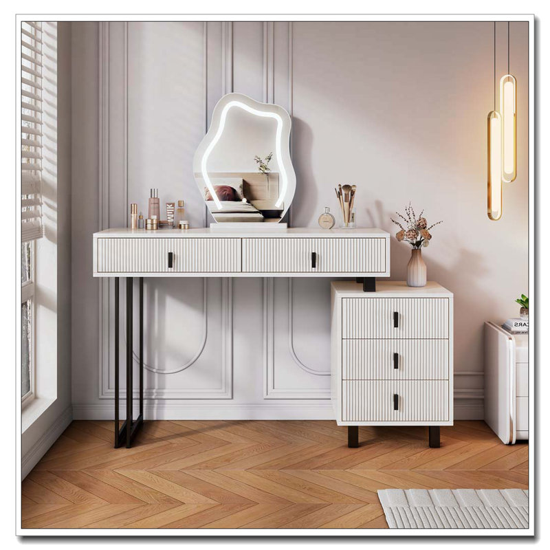 Adjustable-Length Vanity with Cloud LED Mirror