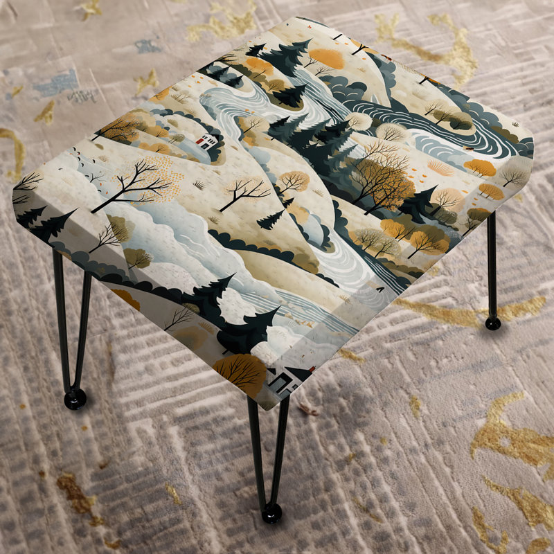 Winter Scandinavian Landscape - Floral Rectangle Ottoman