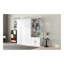 Lit escamotable double avec plusieurs tablettes de rangement et une armoire, blanc
