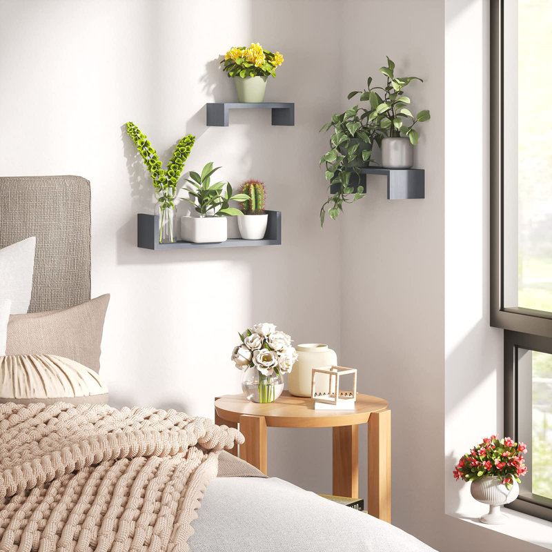 Belldas Wood Floating Shelf, Grey