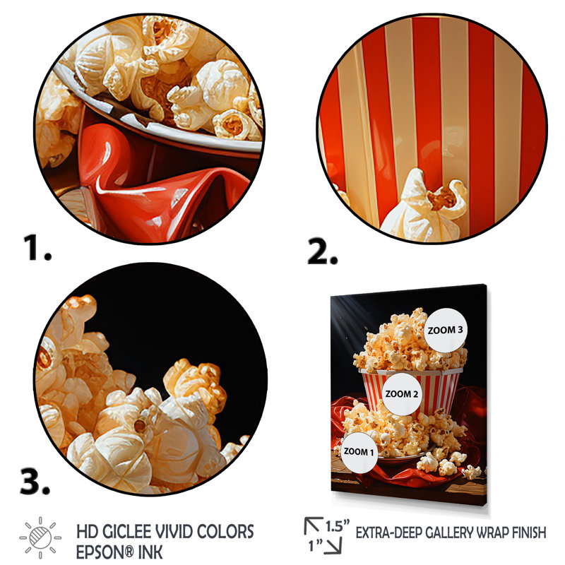 Carnival Kernels Bright Pop Corn Fiesta II - Popcorn, art mural, H 20 po x l 12 po x P 1 po