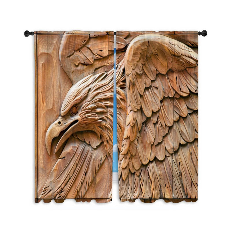 Eagle Window Curtains  Carving Powerful Drapes - 2 Panels 13402, 40" W x 54" L