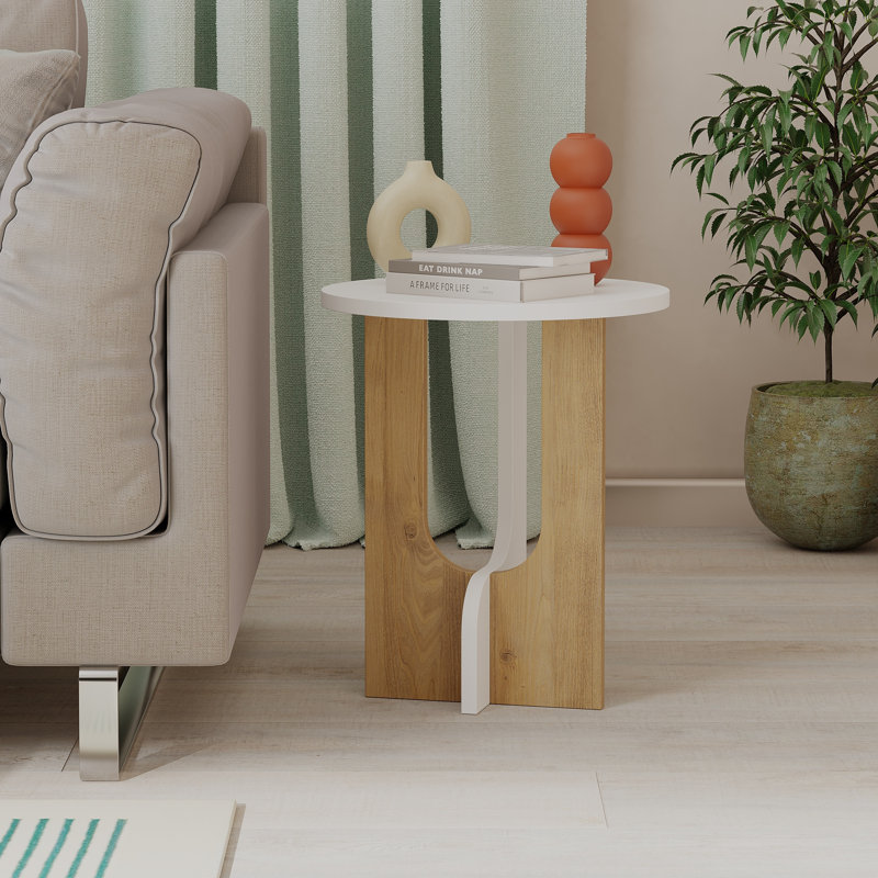 Doubilet End Table, White/Light Brown, White