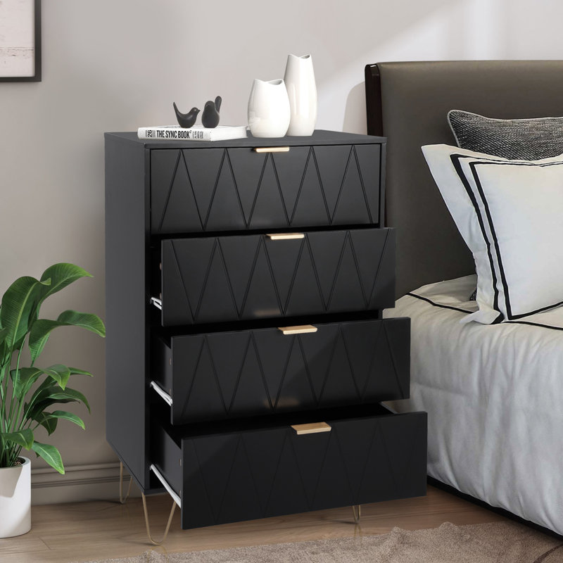 Marable 4 Drawer 59.9cm W Chest, Black