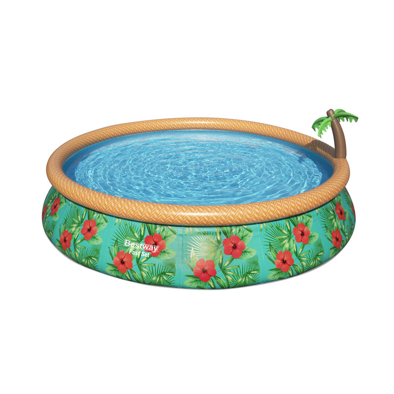 Bestway Fast Set Paradise Palms 15'x33" Round Inflatable Pool Set with Sprinkler